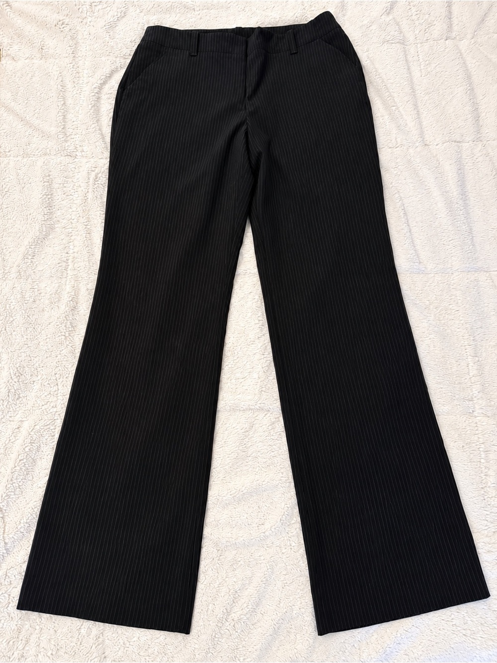 New York & Company Black Pinstripe Wide-Leg Dress Pants - 10 Tall